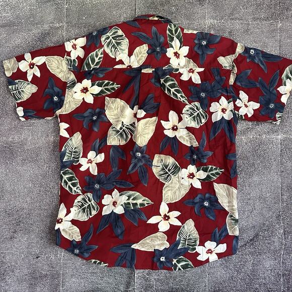 Men's Vintage Y2K Chaps Ralph Lauren Red Floral Hawaiian Button Up Shirt Sz L - Picture 3 of 3